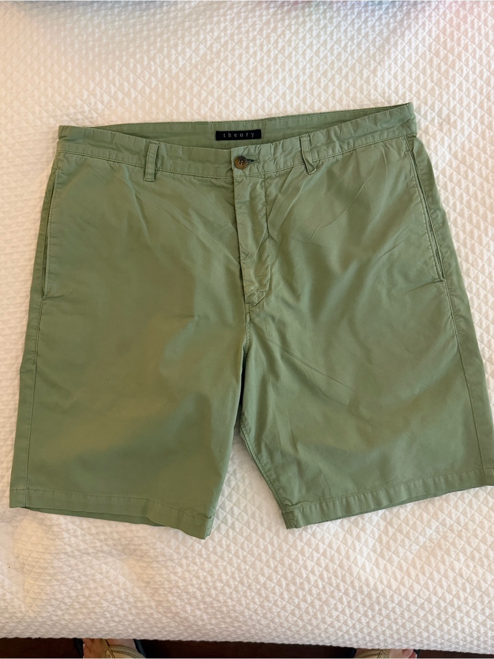 Theory Adelmar Sage Green Cotton Chino Shorts Men’s 34